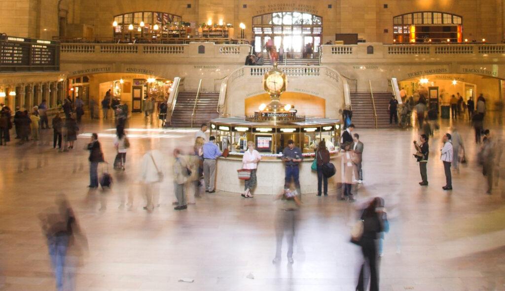 People in a train station