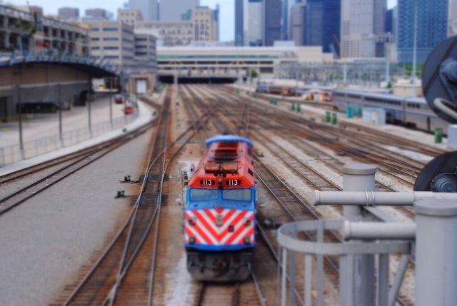 Die Gleise führen in die Chicago Union Station