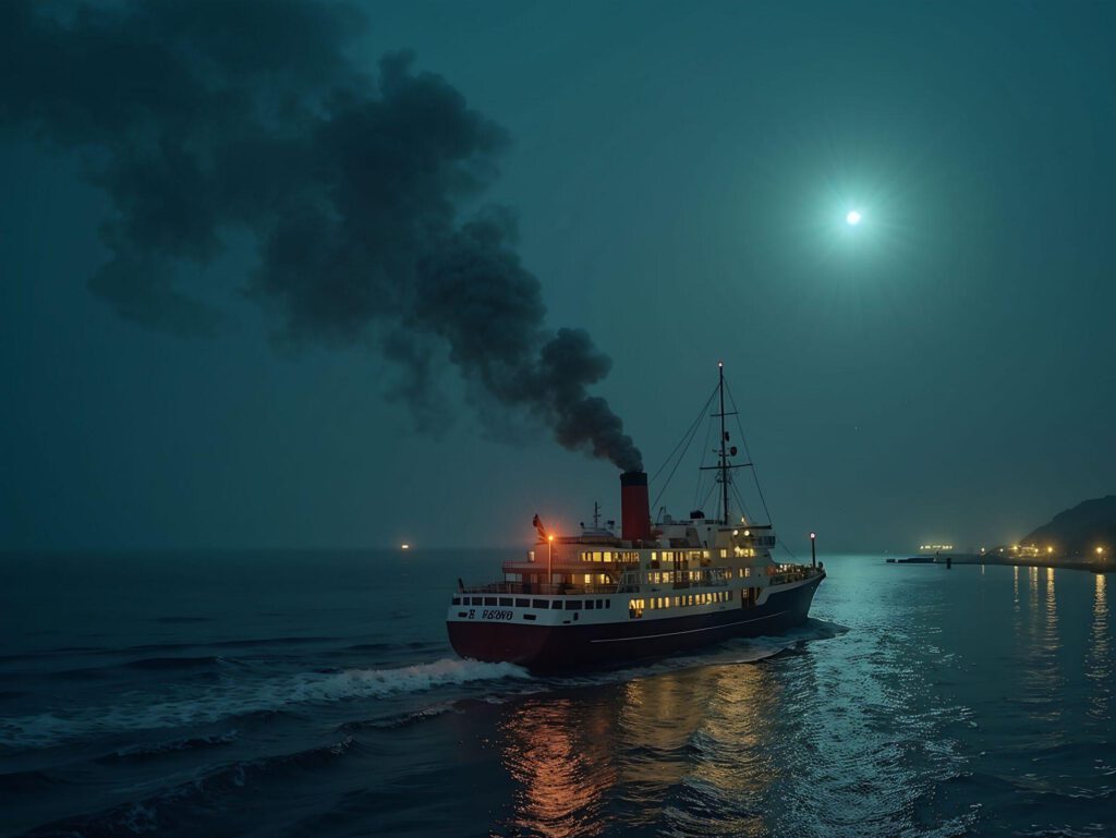 Dampfer fährt nach Helgoland